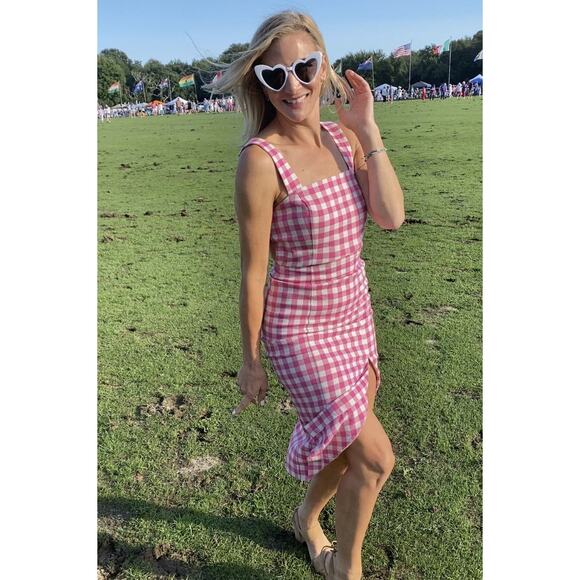 FINDERS KEEPERS Pink White Gingham Check Sleeveless Gigi Midi Dress Size US 10 - Picture 1 of 16